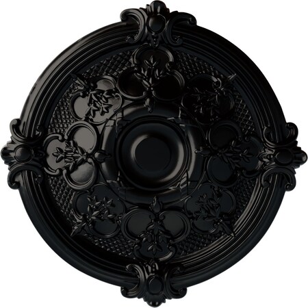Ekena Millwork Hamilton Ceiling Medallion (Fits Canopies up to 3 3/4"), Hand-Painted Jet Black, 17 3/8"OD x 1 3/4"P CM17HABLF